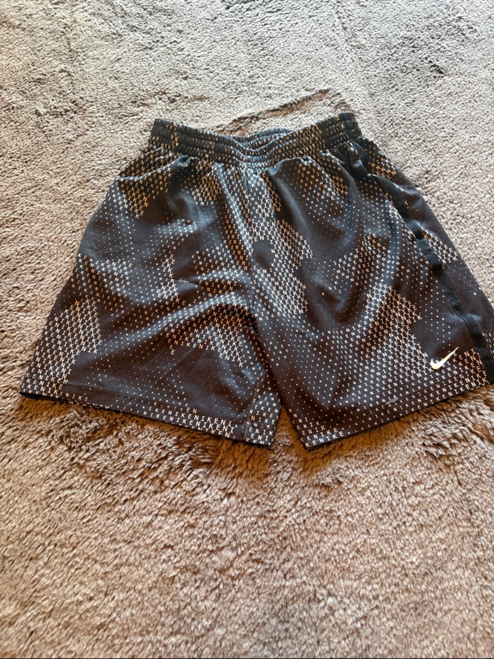 Nike Black Athletic Shorts with White Dot Pattern